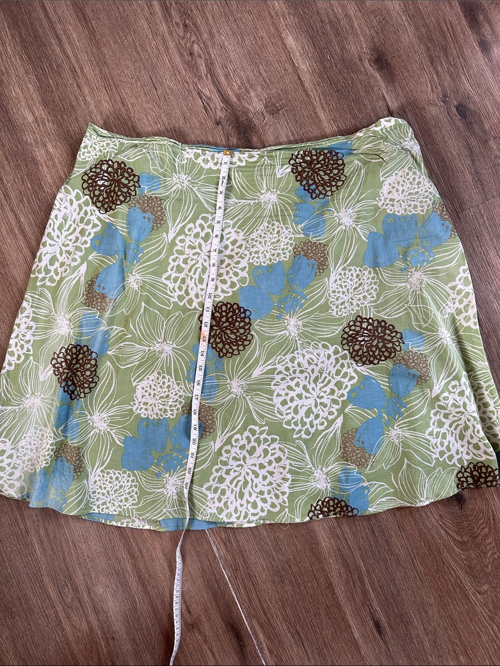 Jaclyn Smith Green Floral Midi Skirt with Blue & Brown Accents